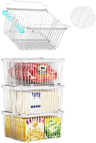 Large Freezer Organizer Bins for 5 to 9 Cu.Ft,4Pack, Leak-Proof Bottom