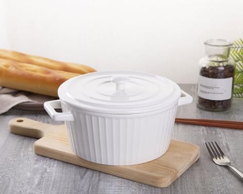 WHJY White Colorful Ceramic Casserole Dish with Lid,1 Quart Ceramic