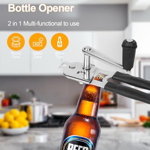 Commercial Can Opener with Magnet, Manual Heavy Duty Hand Crank Can