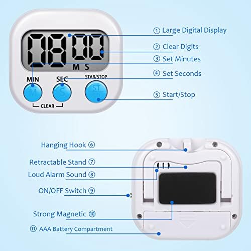 Flutesan 6 Pack Small Digital Kitchen Timers