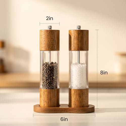 Wood Manual Salt and Pepper Grinder Set, Brown