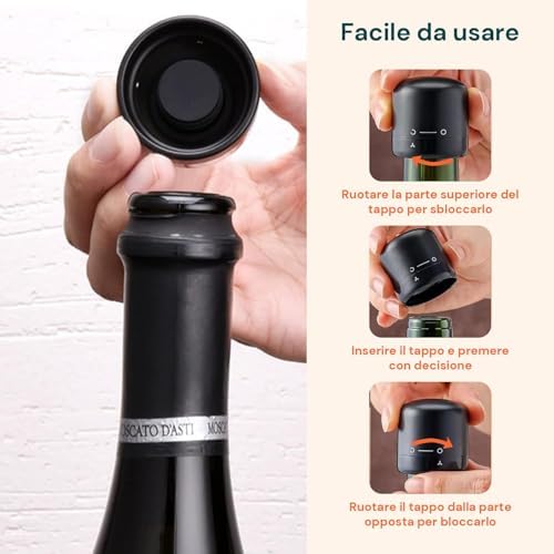 Vacuum Stopper for Wine Made of Robust ABS in a Set of 3 - Fresh