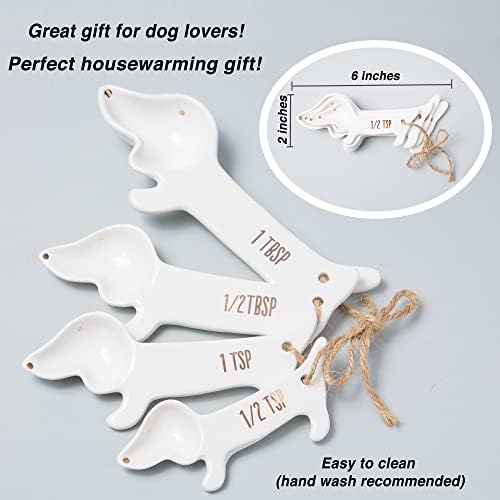 VOTUM Dachshund Measuring Spoons, Ceramic, Set of 4, Dog Lover Gifts