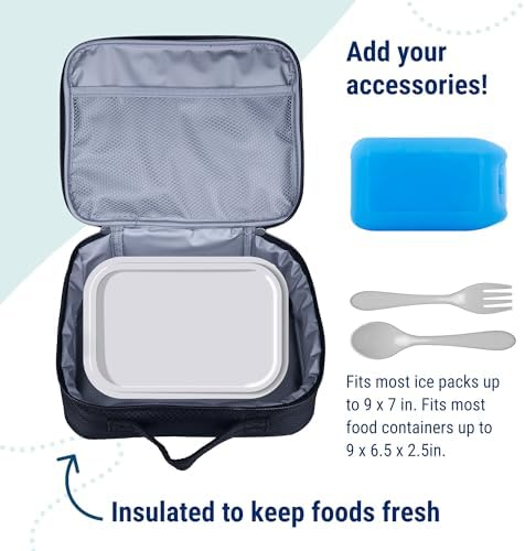 Wildkin Kids Insulated Lunch Box, Rip-Stop Black