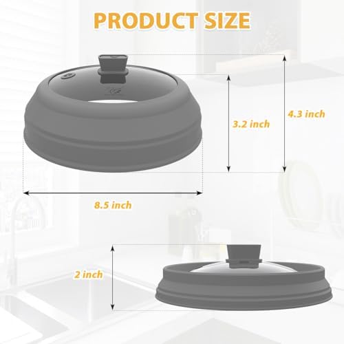 Microwave Splatter Cover Glass Splatter Guard Lid with Collapsible