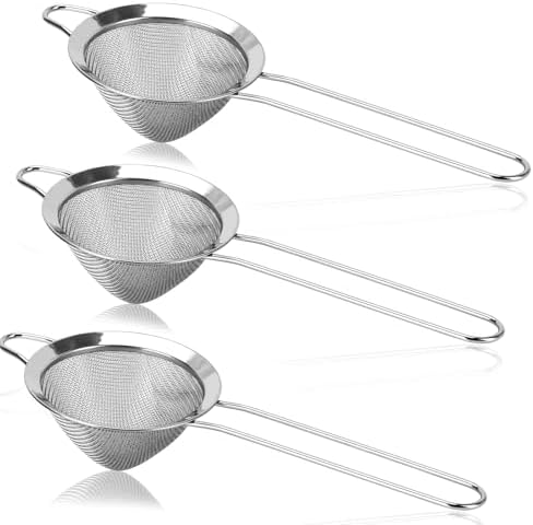 3 Pack Fine Mesh Strainer 304 Stainless Steel Small Sieve Sifter for