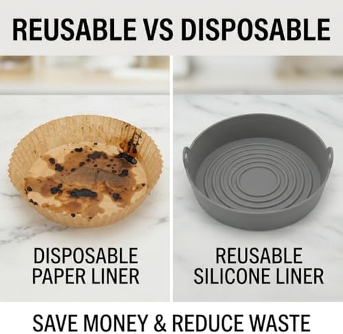 Reusable Silicone Air Fryer Liners 2 Pack, 7 & 8 Inch Nonstick Basket