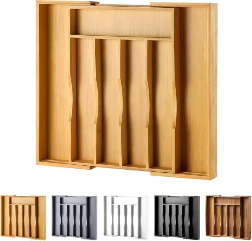 Expandable Bamboo Kitchen Drawer Organizer, Natural