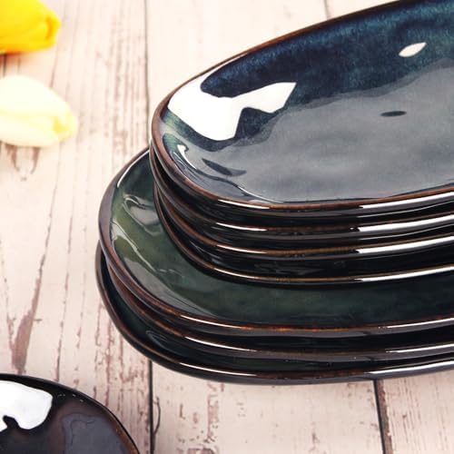 Ceramic Serving Platters - Set of 4 Oval Salad Plates for