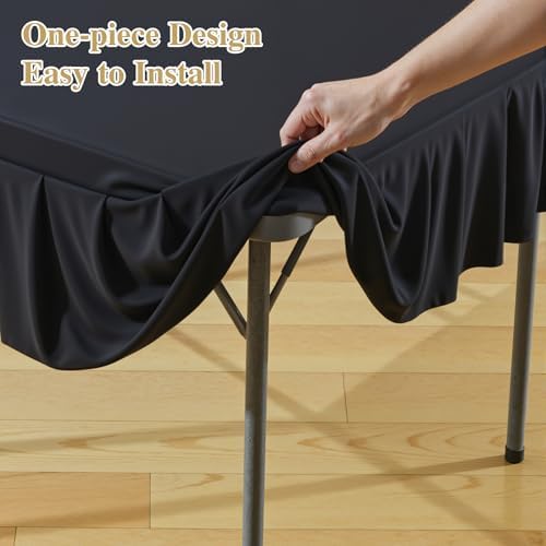 Black Square Tablecloth - 34x34 Inch Stretchy Fitted Small Card Table