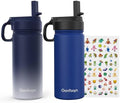 Gonfoam 16oz Kids Water Bottle, 2 Pack Stainless Steel Insulated Cup