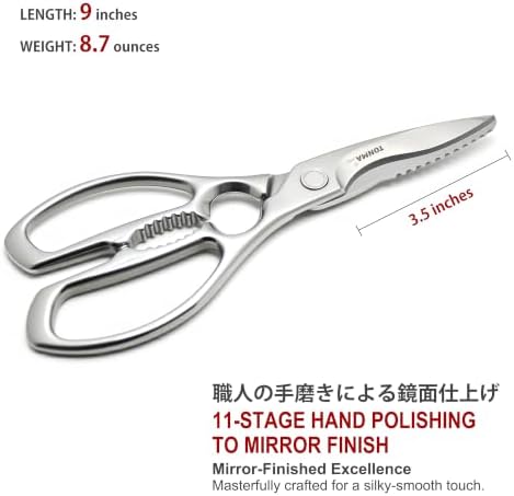 TONMA Kitchen Shears, Made in Japan, Heavy-Duty Stainless Steel, TK-30