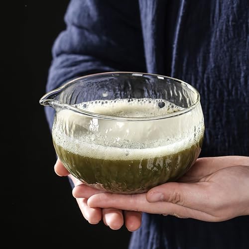 Matcha Bowl and Whisk Holder Set, Glass Matcha Bowl with Spout