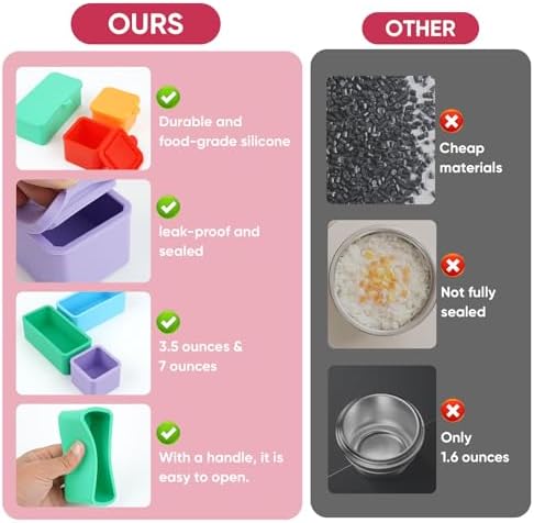 6 Pack Silicone Lunch Box Divider Compatible with OmieBox – Leakproof