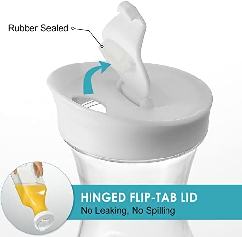 NETANY Plastic 50 Oz Water Carafe with Flip Top Lid, Set of 2 Square