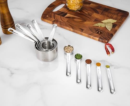 KEAWELL Premium 18/10 Measuring Set (Silver, Measuring Cups & Spoons)