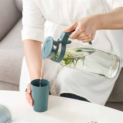 Drinking Glass Water Kettles Large Capacity with Lid and Handle