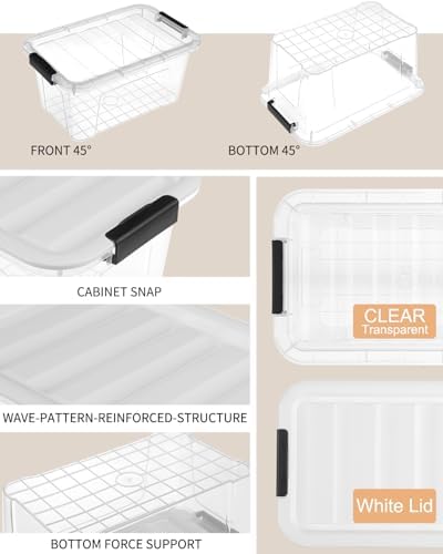EOENVIVS Plastic Storage Bins with Lids, 6 Pack, 6.7 Quart