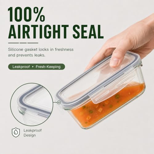 5-Pack 36oz Borosilicate Glass Food Storage Containers with Lids