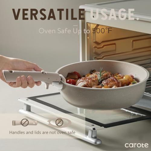 CAROTE 19pcs Pots and Pans Set Non Stick, Detachable Handle Cookware