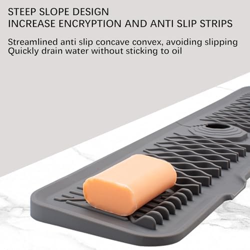 24 Inch Faucet Mat for Kitchen Sink Silicone Sink Splash Guard 5°