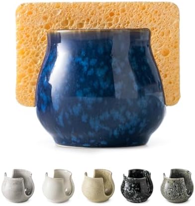 Zoeeker Ceramic Sponge Holder, Kitchen Sink Scrubby Caddy Organizer