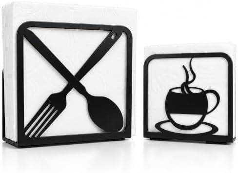 LFT Coffee Cup & Fork Napkin Holder for Table, 2 Pack Dinner &