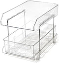 BINO 2 Tier Clear Storage Organizer with Dividers | Bottom Slide Out