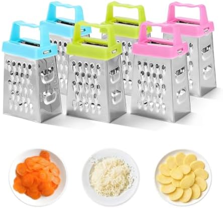 Ciieeo 6 Pcs Mini Cheese Grater Set, 4-Sided Stainless Steel Small Box