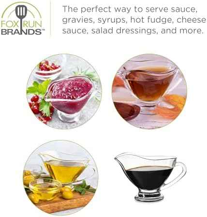 Fox Run Glass Gravy Boat, 9 oz, 270 ml Large Gravy Serving Dish With
