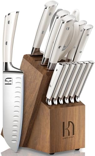KnifeSaga 15-Piece Japanese Knife Set with Sharpener