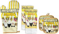 100% Cotton Printed Kitchen Linen Set of 5, 2 Kitchen Towels, 2