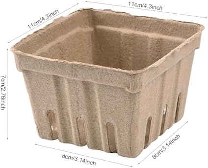 50 Pack Natural Pulp Fiber Berry Basket Molded Berry Basket Vented