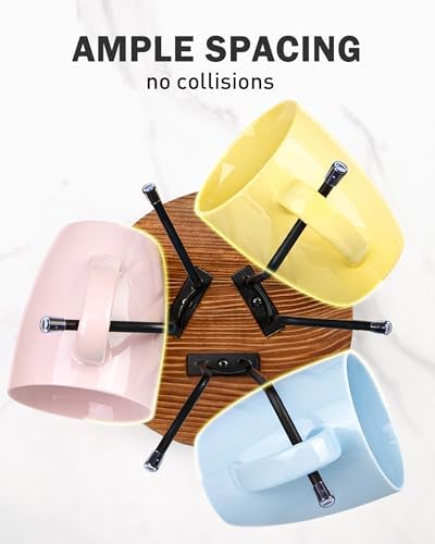 Rotating Large Mug Tree for Counter, Coffee Mug Holder, 6 Hooks