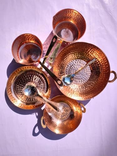 Hammered Copper Cooking and Serving Set, 10-Piece Traditional Kitchen