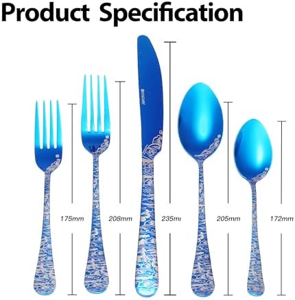 Wave Cutlery Set 20 Pieces Stainless Steel Flatware Set (All Blue)