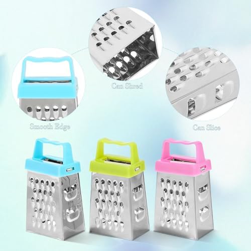 Ciieeo 6 Pcs Mini Cheese Grater Set, 4-Sided Stainless Steel Small Box
