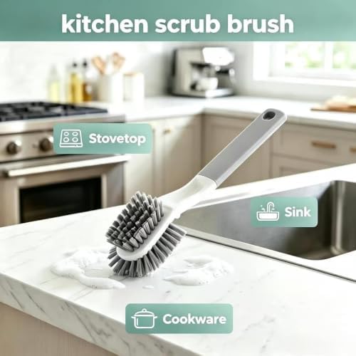 3 Pack Scrub Brushes, Medium Bristle for Kitchen&Bathroom Cleaning
