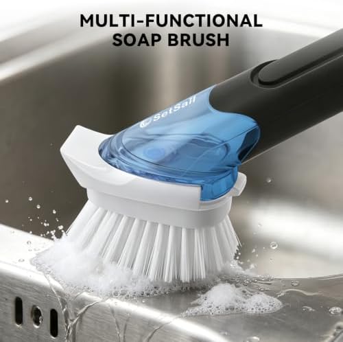 SetSail Dish Brush with Soap Dispenser, Stiff Bristles