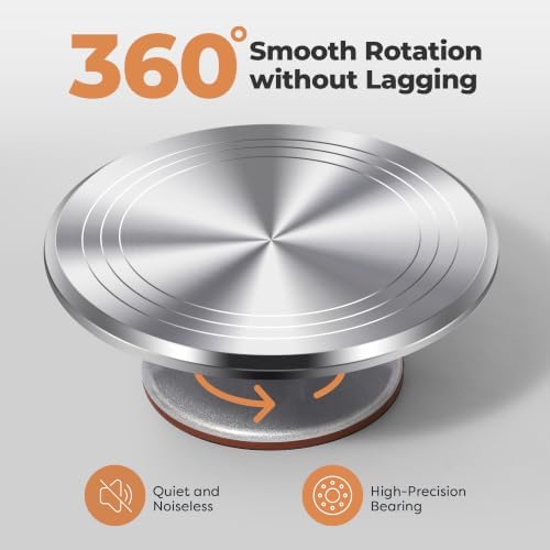 Kootek 12" Aluminum Cake Turntable Set