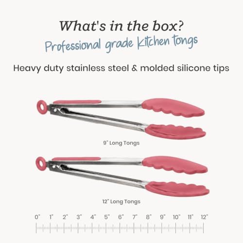 Starpack Silicone Kitchen Tongs, 2-Pack, 9" + 12"