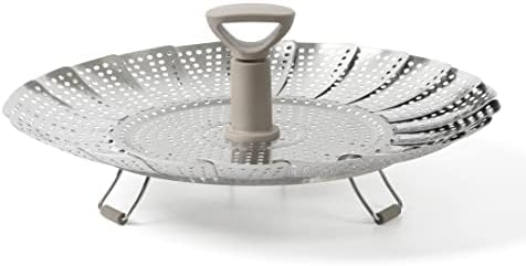 Martha Stewart Richburn 10.6-Inch Telescopic Folding Steamer Insert with Nylon Handle – Mirror Finish, Durable Stainless Steel Vegetable and Food Steamer