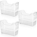 Peohud 3 Pack Freezer Organizer Bins with Wheels, Clear Plastic Pantry