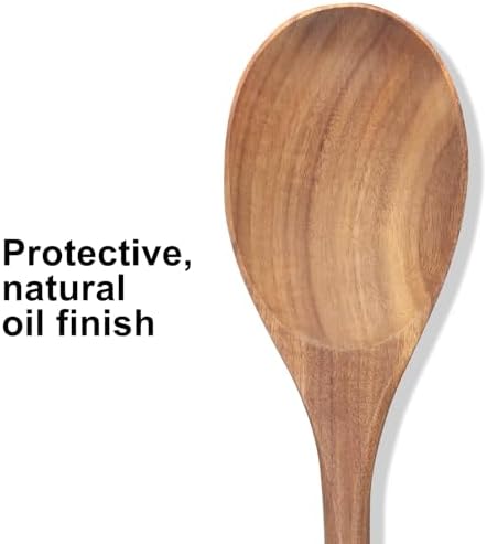 2 Large Wooden Spoons for Cooking Non Toxic Mixing Wood Serving Spoon