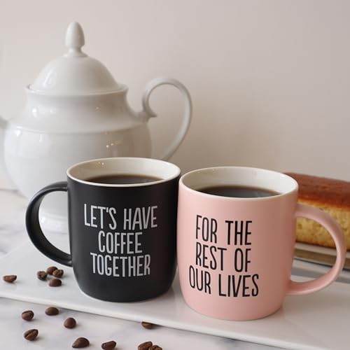 Triple Gifffted Lets Have Coffee Together Mug Set For Couples, 13oz