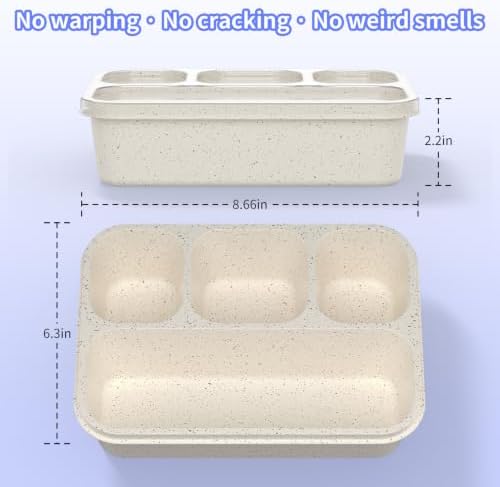 Bento Box 5-Pack, 4-Compartment Lunch Box for Women, Men & Kids