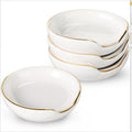 Boao 2.7 Inches Mini Ceramic Spoon Rests, Gold Rim Kitchen Spoon