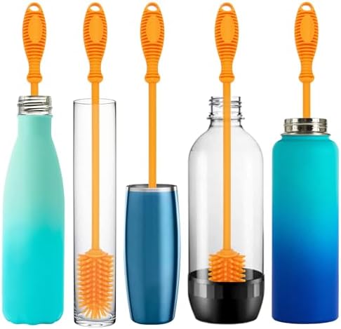 Kitchiny Silicone Bottle Brush 12.5 inch with 2 Straw Cleaners