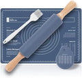 38cm Rolling pins for baking & 60x40cm Silicone Baking mats Set