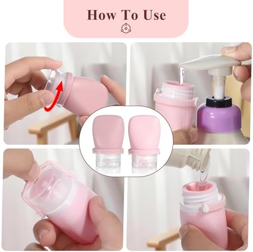 6 Pack 1 oz Silicone Travel Bottles Refillable Leak Proof